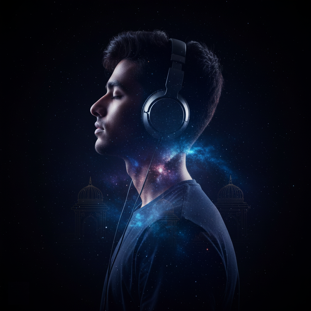 Silhouette looking at starry sky representing the dreamer